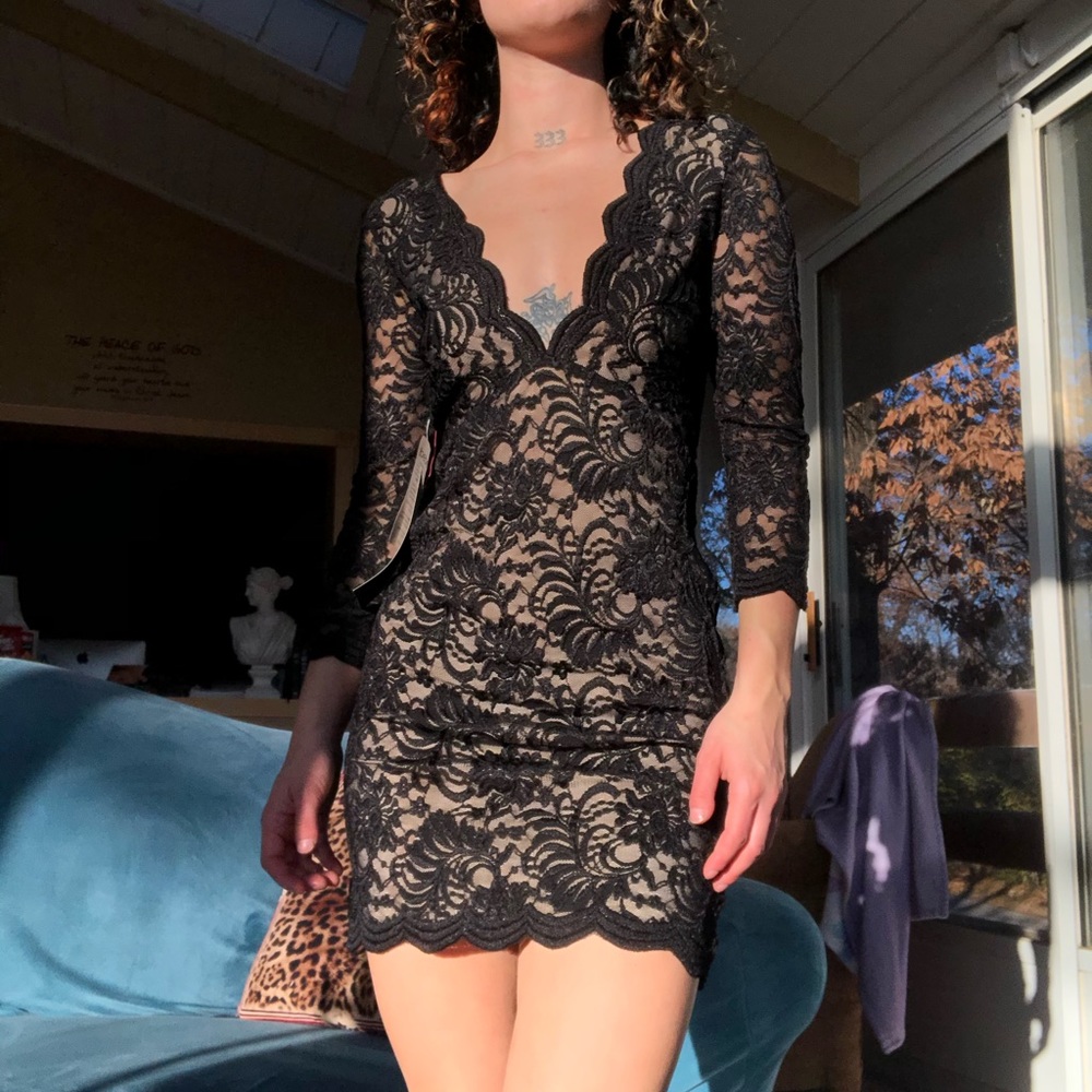 NWT Bebe black lace dress